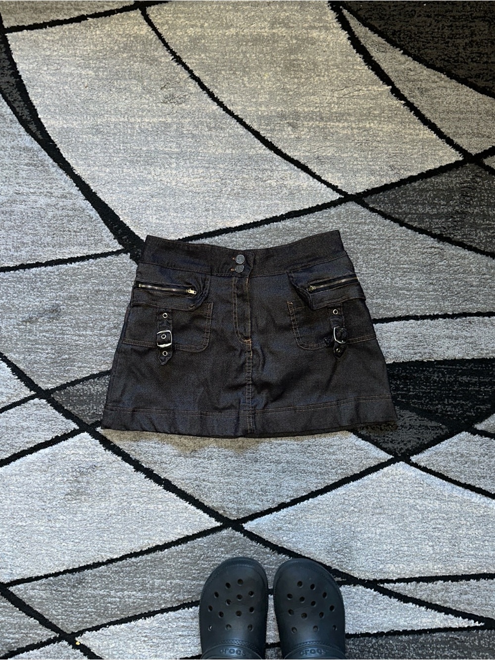 Black Utility Mini Skirt - Women's Casual Cargo Style